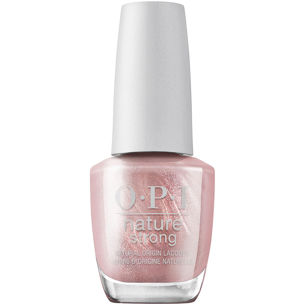 OPI Nature Strong Intenciones Rosa Oro, botella rosa-oro con acabado brillante