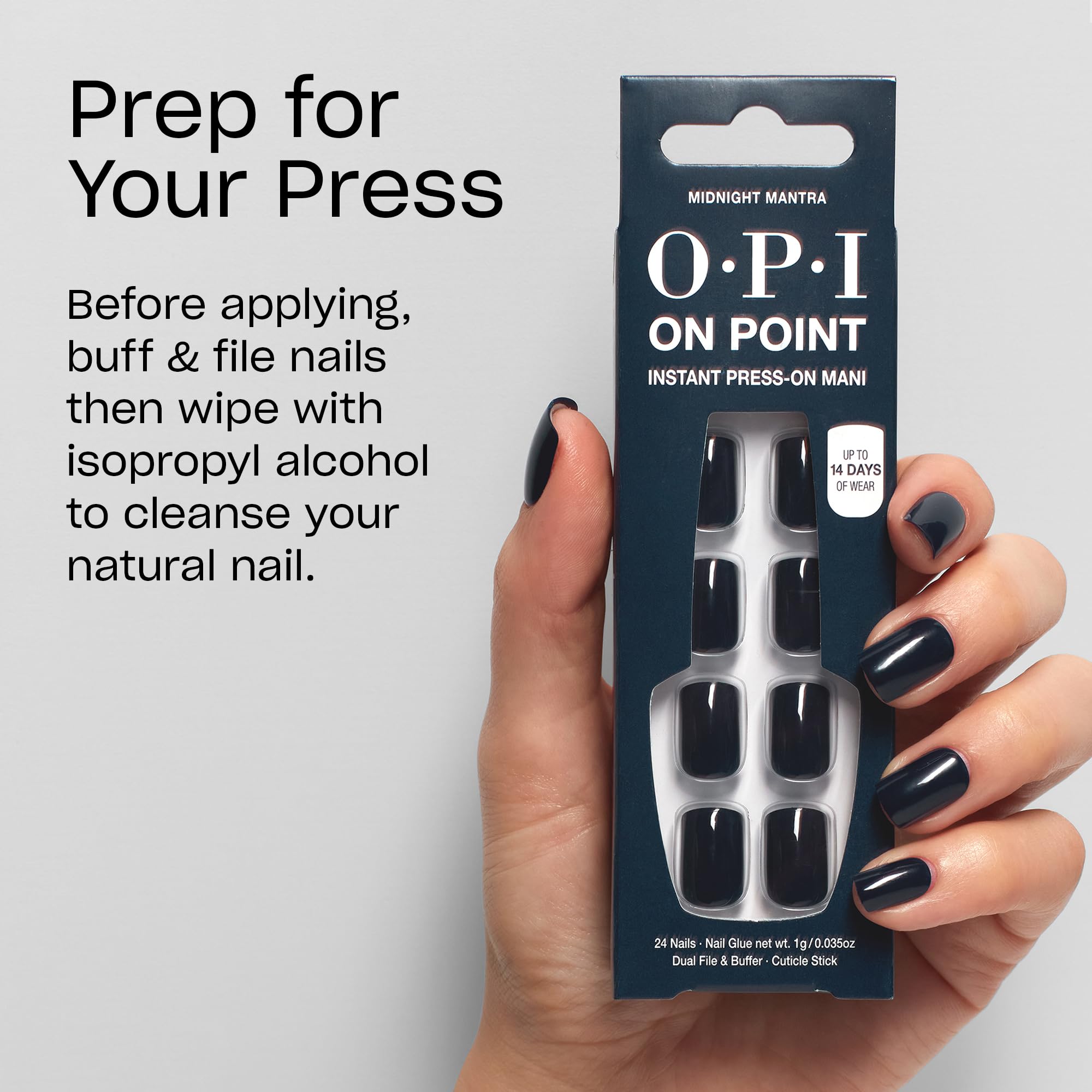 OPI On Point Midnight Mantra: retirada suave tras remojo de 10 minutos
