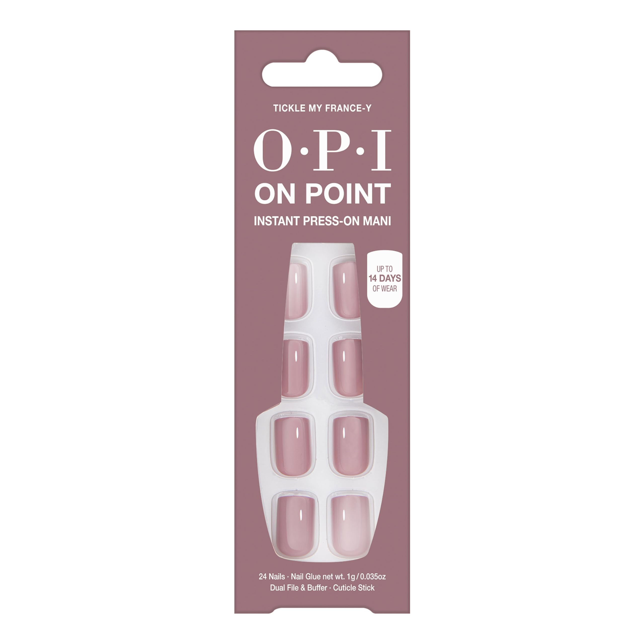 OPI On Point Tickle My France-y, uñas postizas mauve nude para un look elegante y duradero.
