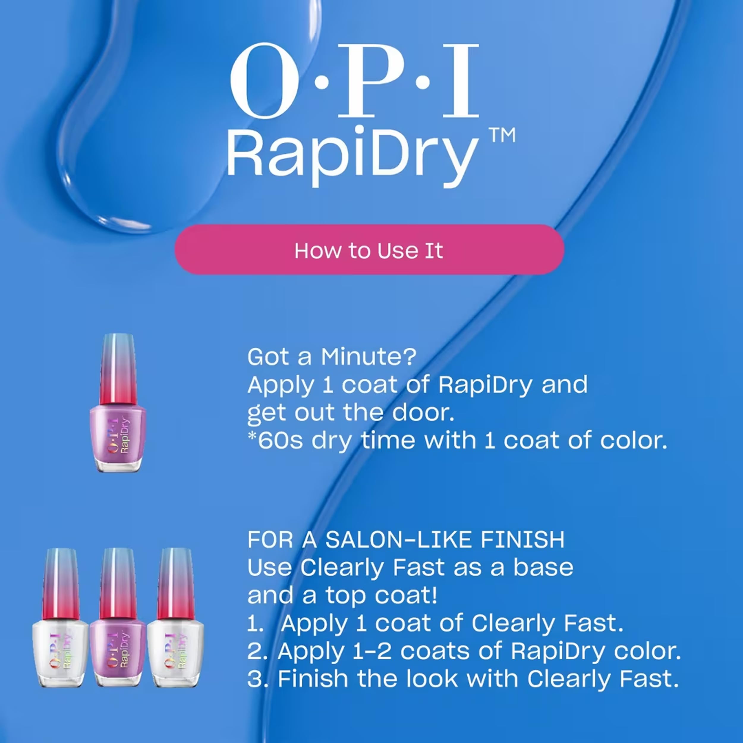 OPI RapidDry base y brillo para un acabado liso y resplandeciente