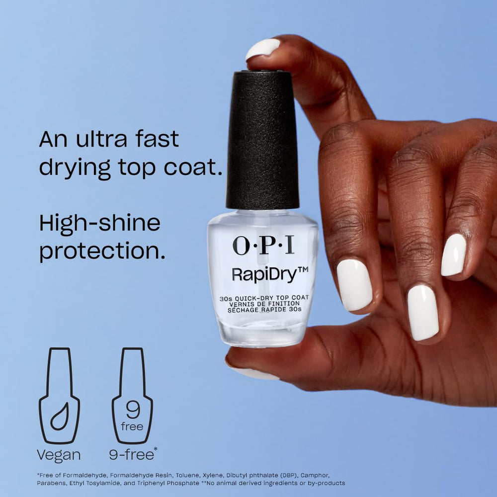 OPI RapiDry protege el color y ofrece durabilidad de hasta 7 días.