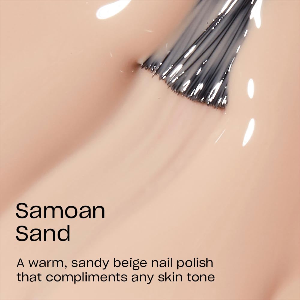 OPI Samoa Sand, muestra en uñas, tono beige rosado para uso diario.
