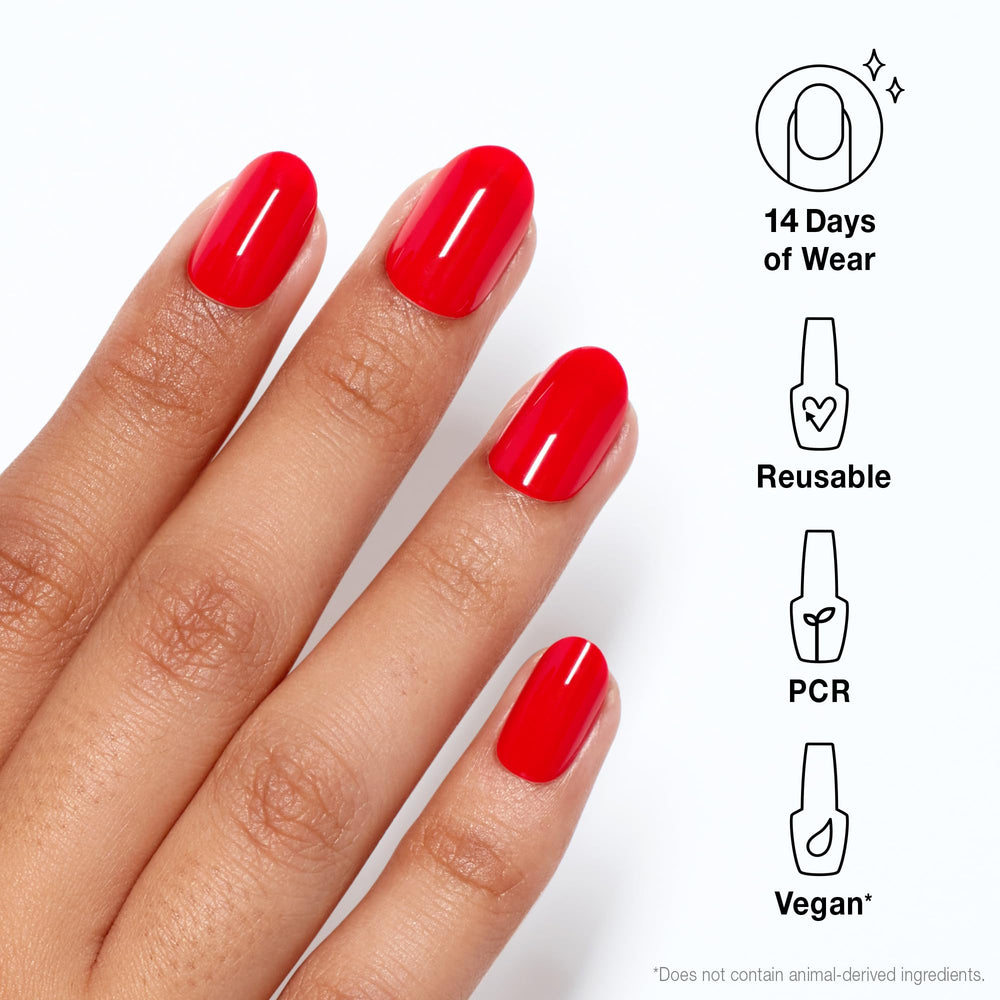 OPI xPRESS/ON Cajun Shrimp: remoción fácil para uñas sin daño.