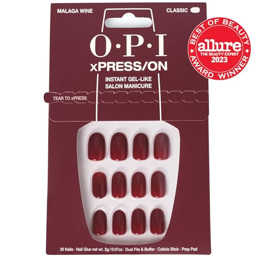 OPI xPRESS/ON Malaga Wine, diseño escarlata para look audaz