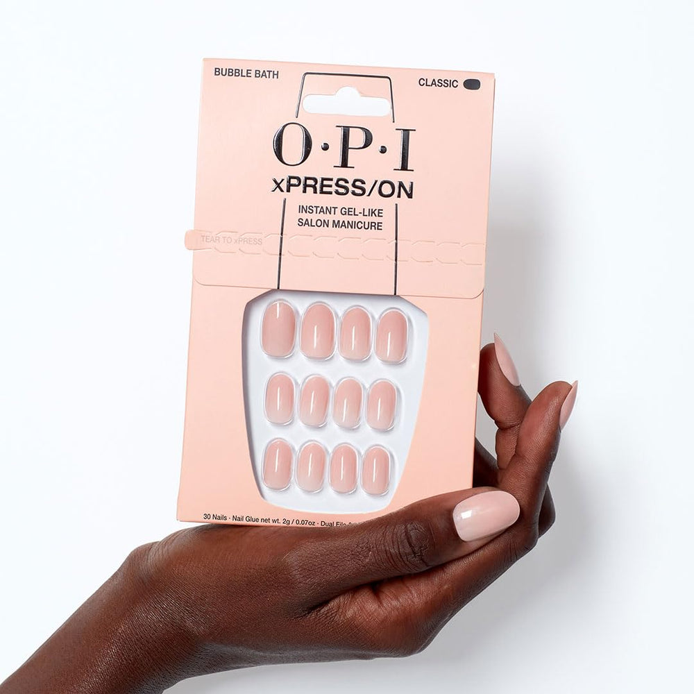 OPI xPRESS/ON, arte sutil en rosa para acabado pulido.