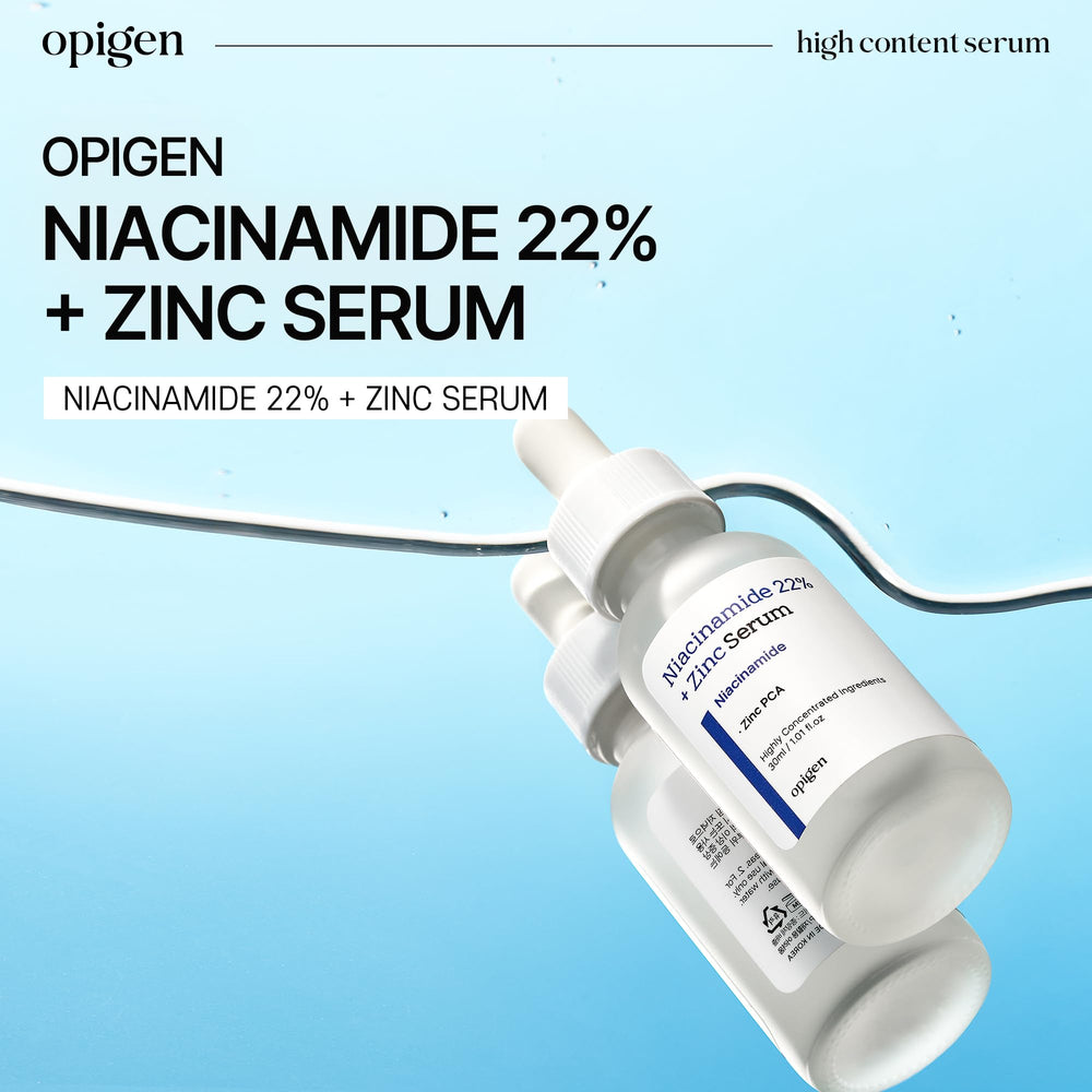 Opigen Niacinamida 22% + Zinc Serum, aplicación suave a mano para piel equilibrada
