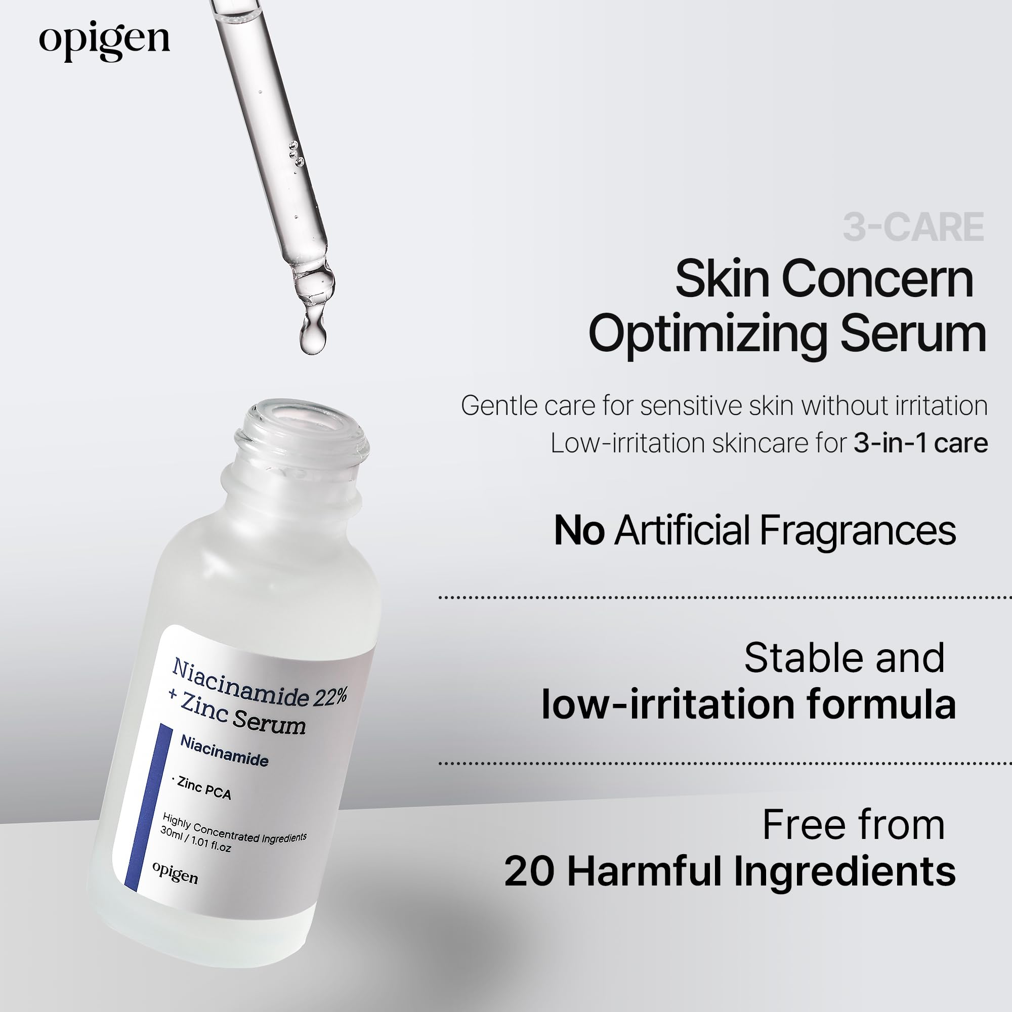Opigen Niacinamida 22% + Zinc Serum, textura cremosa que se absorbe fácilmente