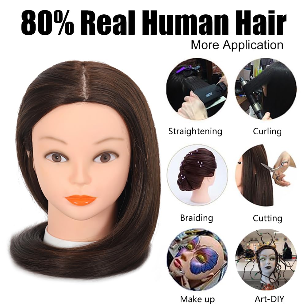 Opini color 4 dark brown mannequin head for natural-looking practice.