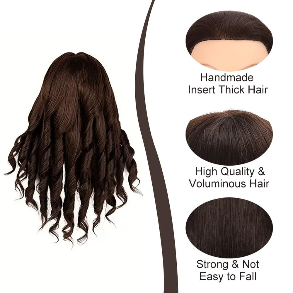 Opini mannequin head with 180 percent density for fuller braiding and curling.