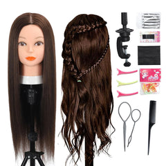 Opini real hair mannequin head 26-28 inches for versatile styling practice.