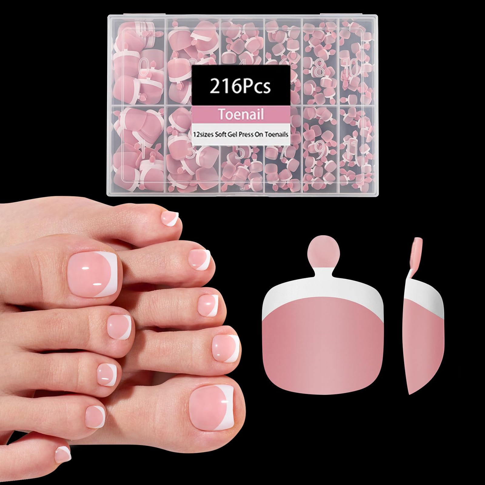 OPkssnails pink French-tip toenails pack for salon-quality pedicures at home