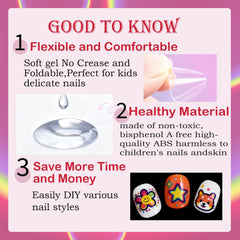 OPkssnails soft gel kid nail tips closeup showing gentle material for young nails