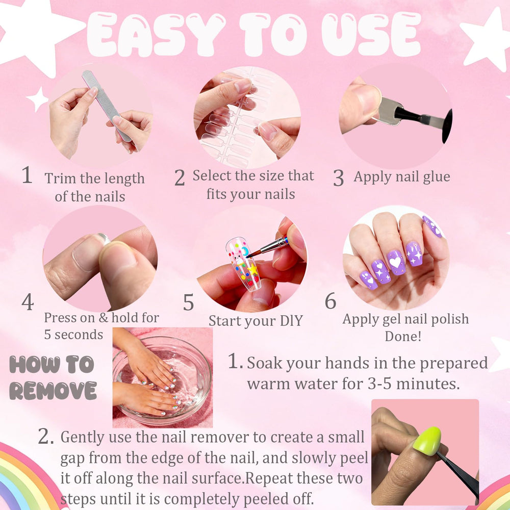 OPkssnails uñas transparentes claras para estilo natural