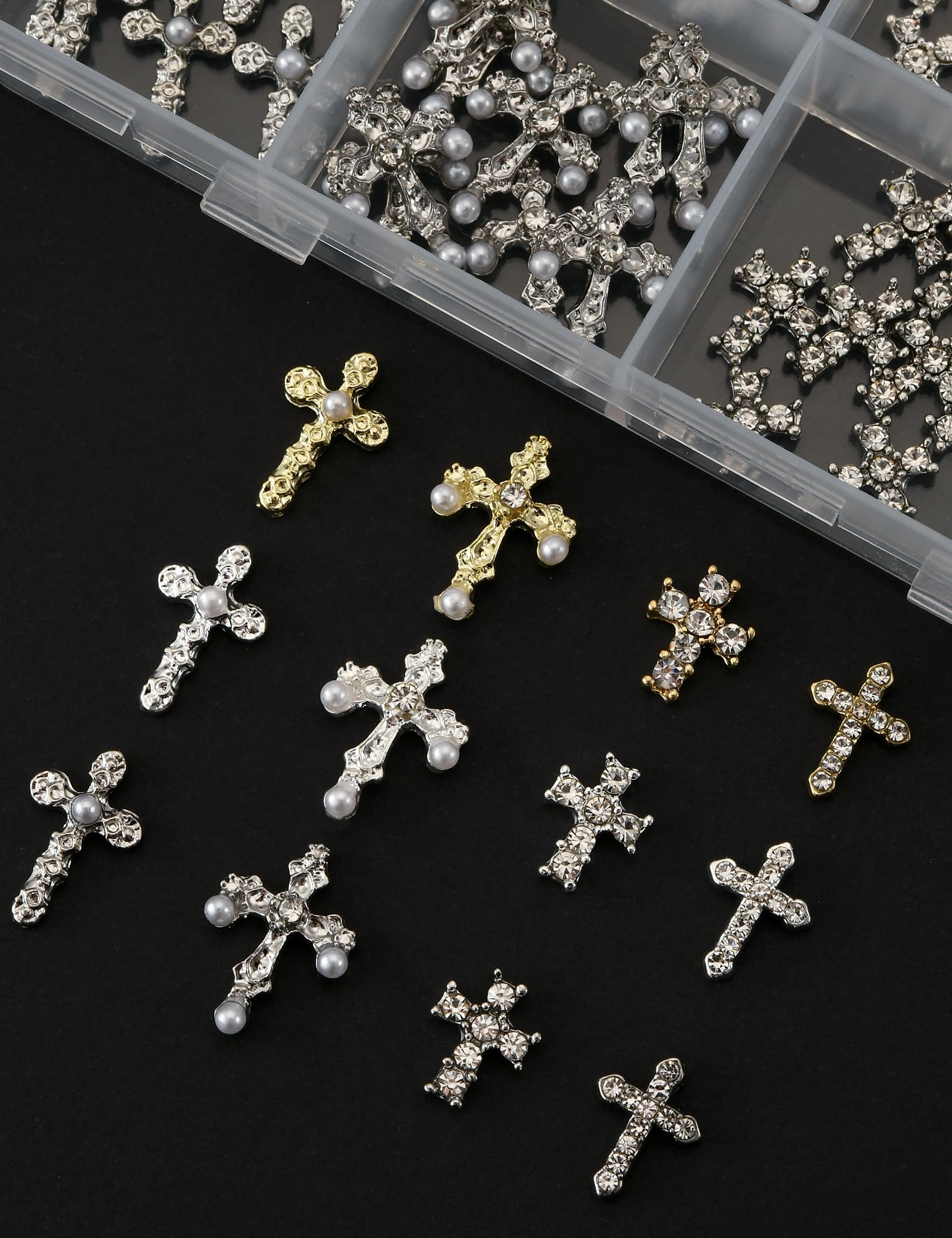 OPMADM cross nail charms grid in gold delivers bold accents for statement nails