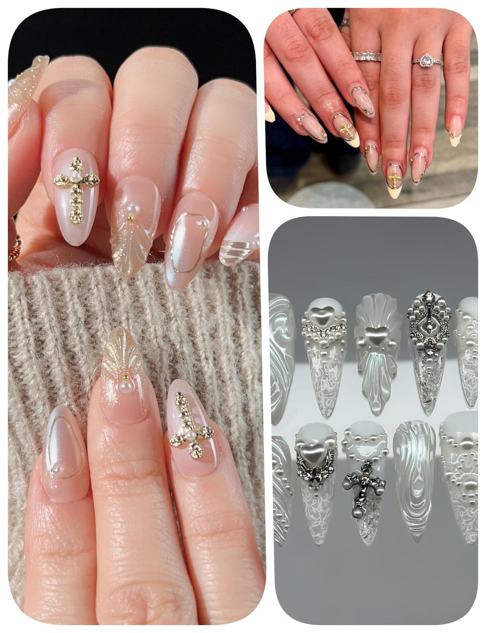 OPMADM cross nail charms on nails provide quick secure embellishment with long lasting shine
