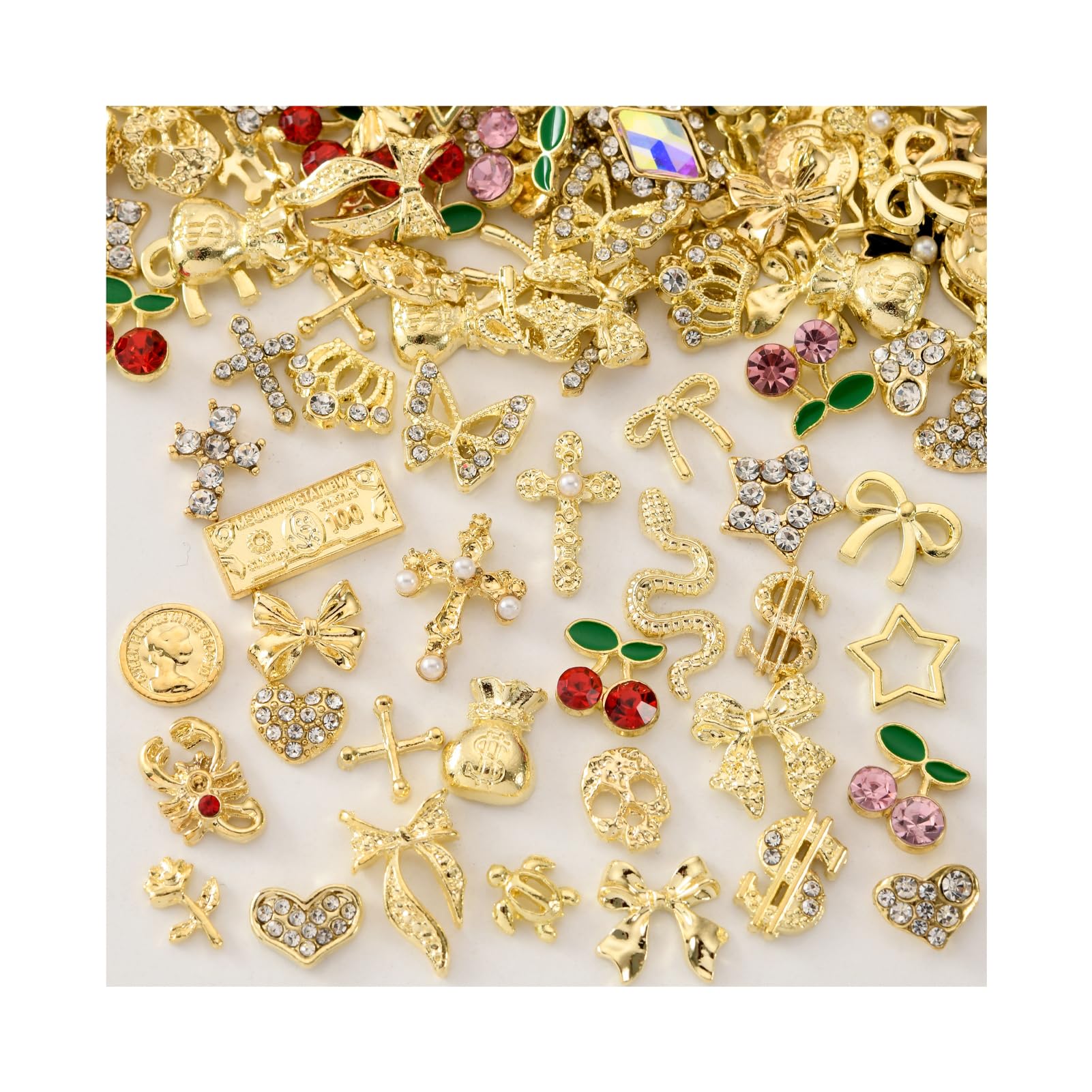 OPMADM gold nail charms bows add elegant sparkle to DIY manicures