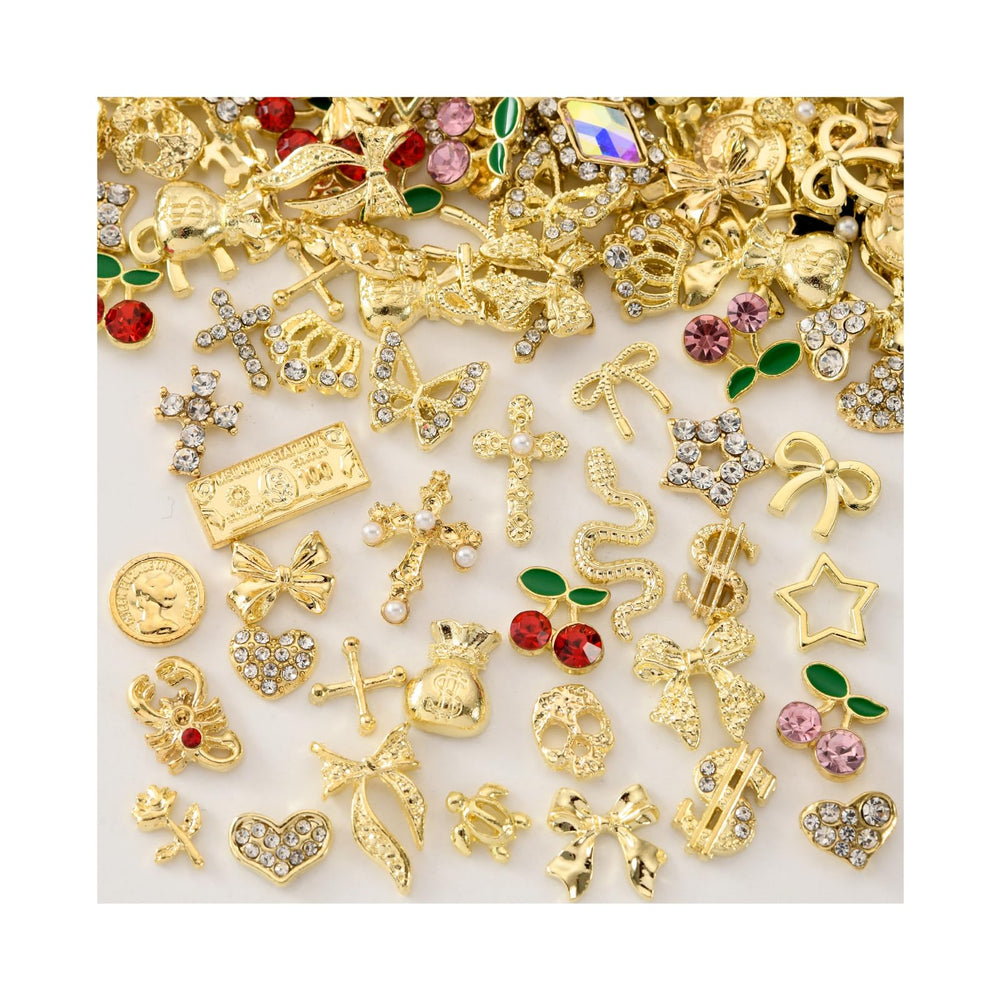 OPMADM gold nail charms bows add elegant sparkle to DIY manicures