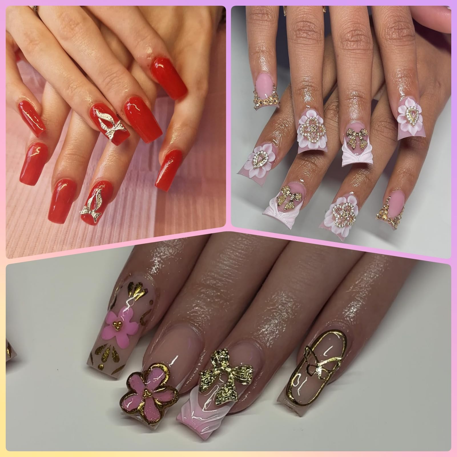 OPMADM gold nail charms flowers bring fresh, feminine flair