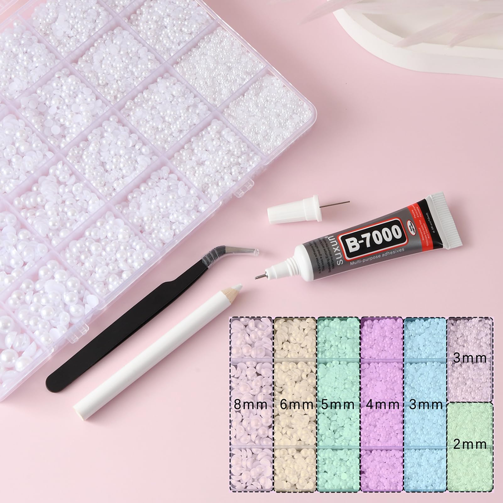 OPMADM perlas planas 3 mm blancas, perfectas para uñas y accesorios