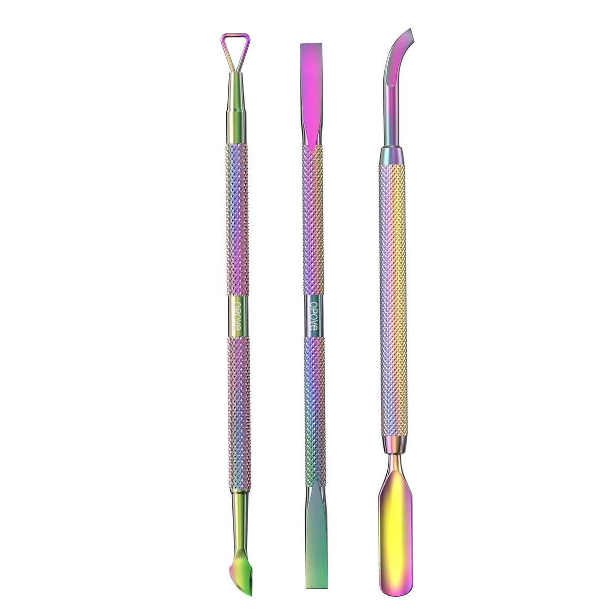 OPOVE CP-3 rainbow 6-in-1 cuticle pusher set for precise nail care at home