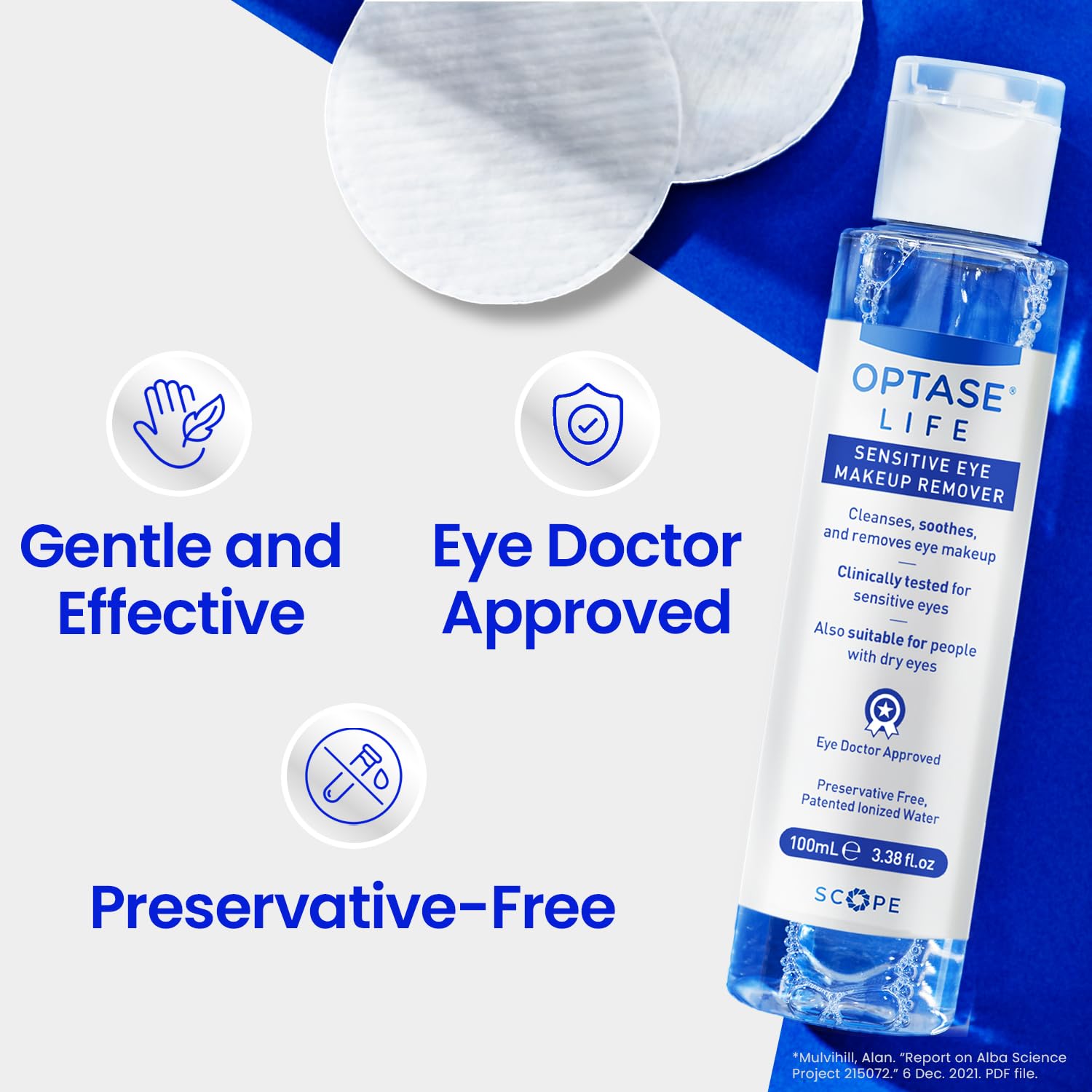 Optase Life desmaquillante ingredientes hialuronico: hidratante para la zona ocular.