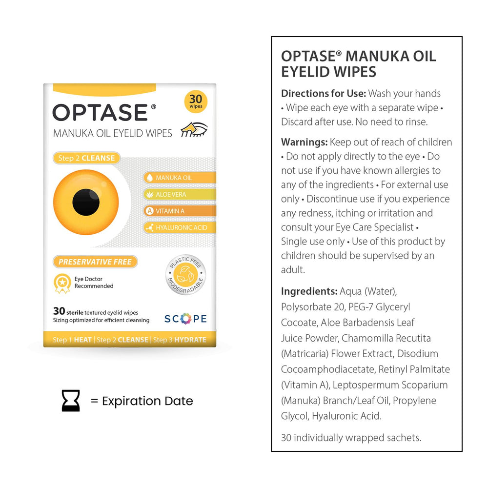 Optase toallitas parpados-manuka aceite, uso diario suave y cómodo.