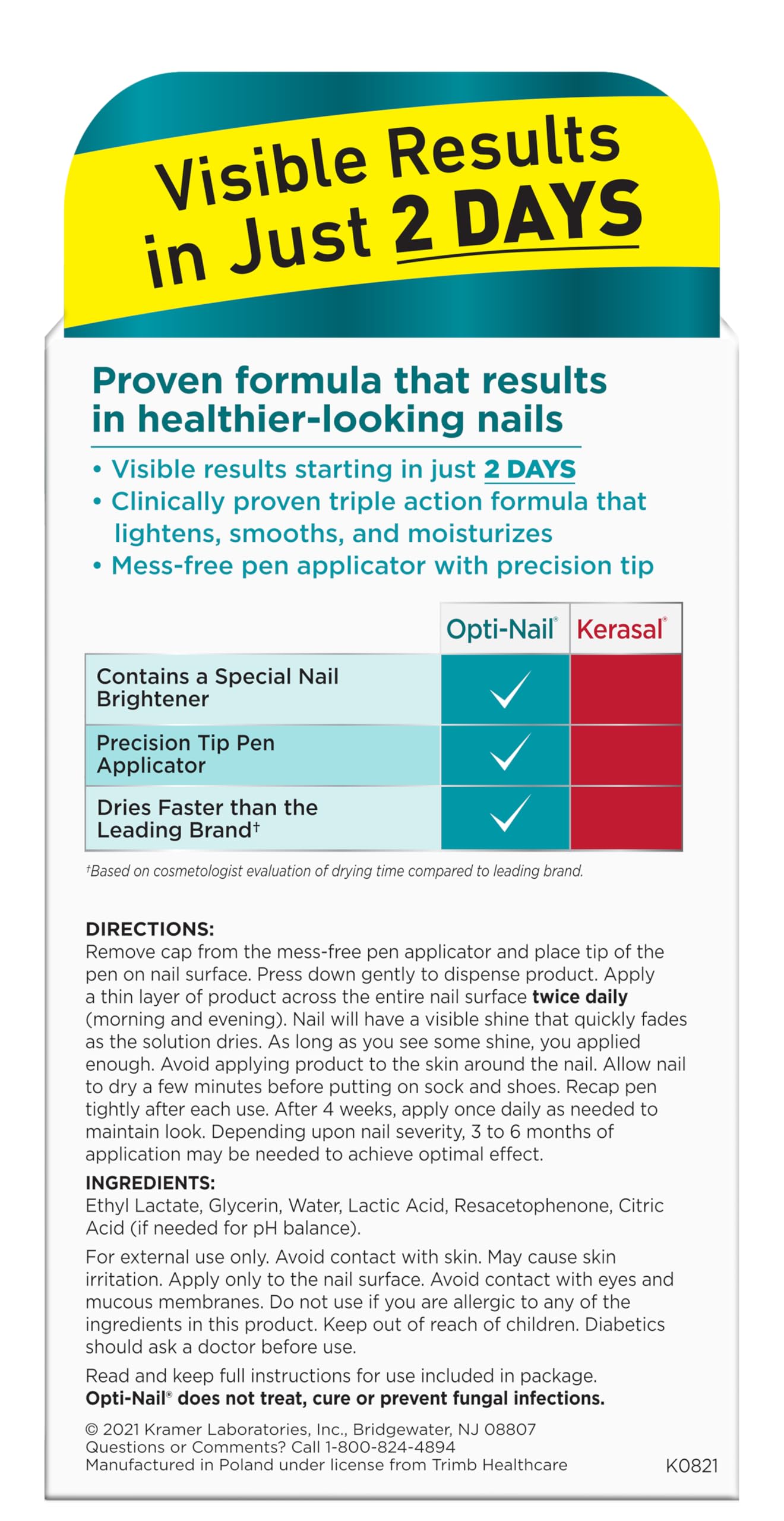 Opti-Nail uñas descoloridas antes y después con resultado visible.