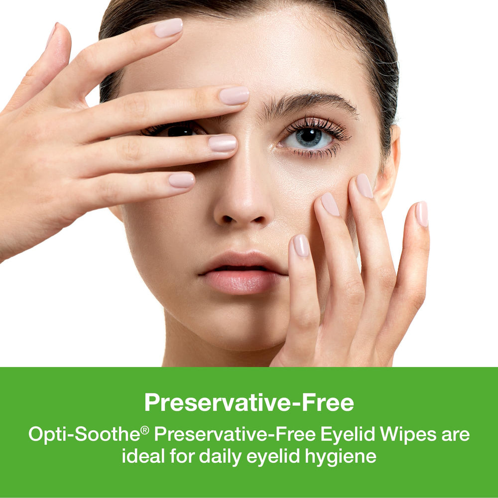 Toallitas Opti-Soothe resistentes que no se rompen durante la limpieza de ojos.
