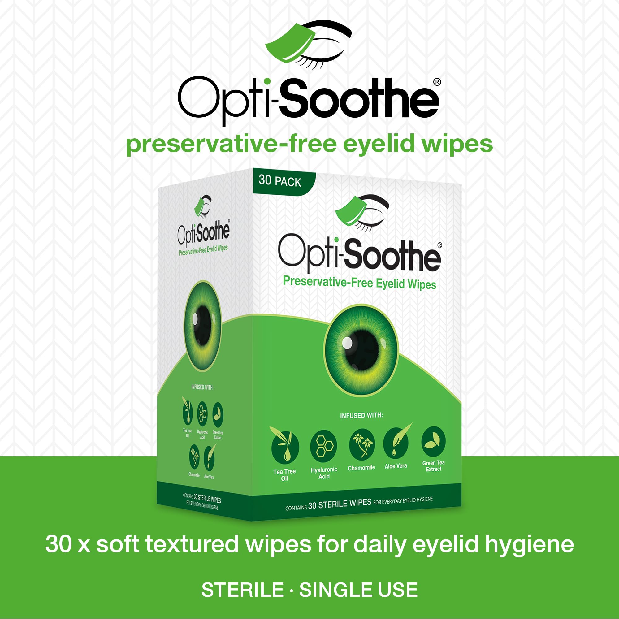 Textura húmeda de Opti-Soothe para eliminar suavemente suciedad de los párpados.