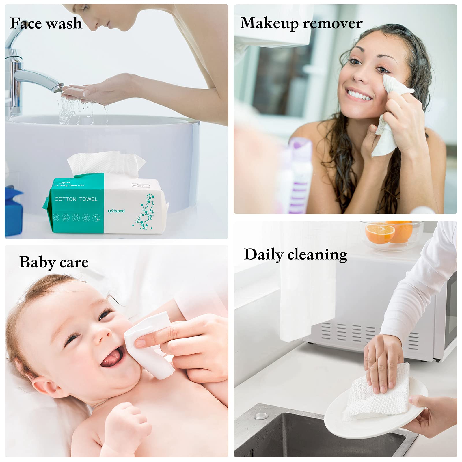 Optxpnd toallas desechables con buena absorción para retirar maquillaje