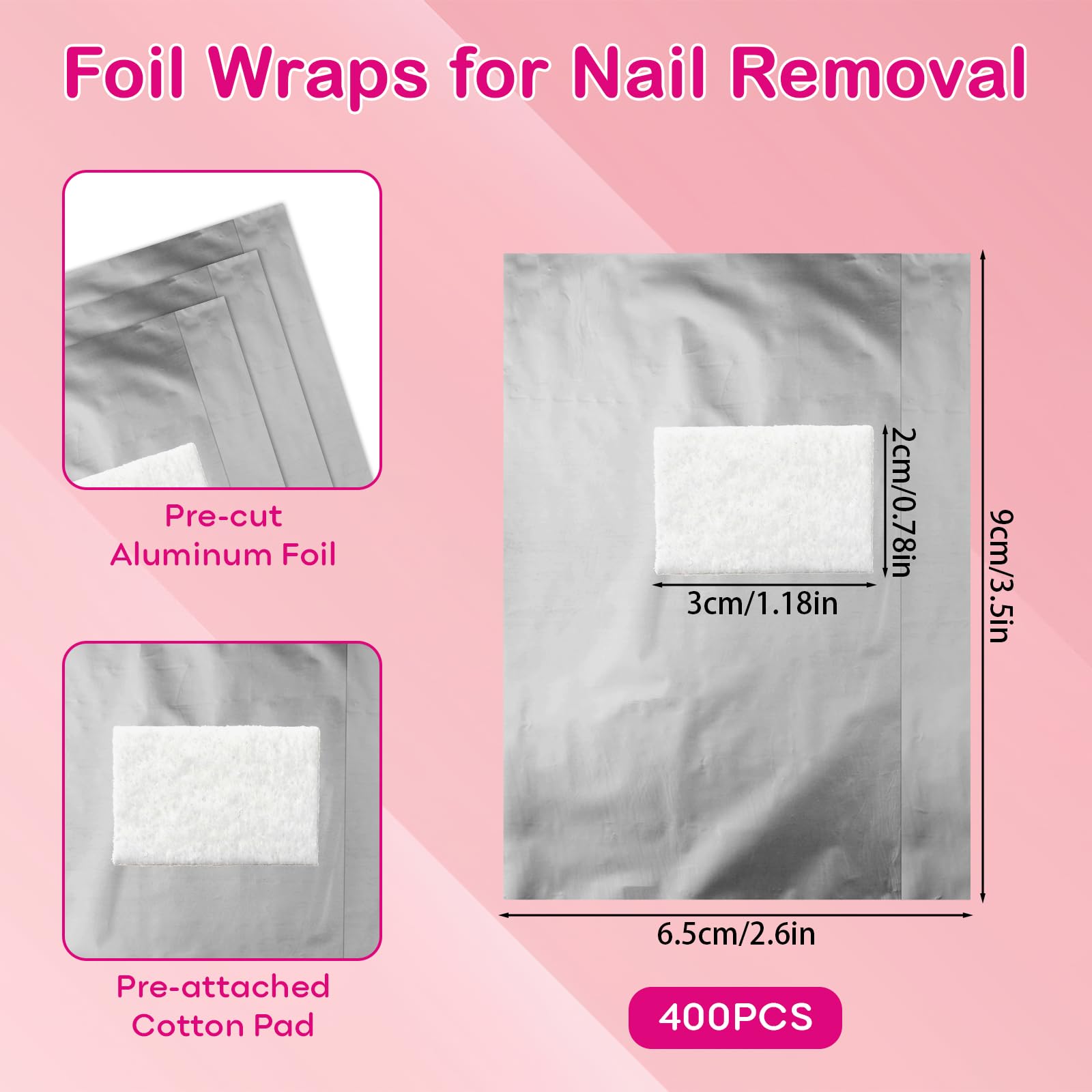 Opvixi wraps show pre-attached cotton pad for efficient acetone polish removal.
