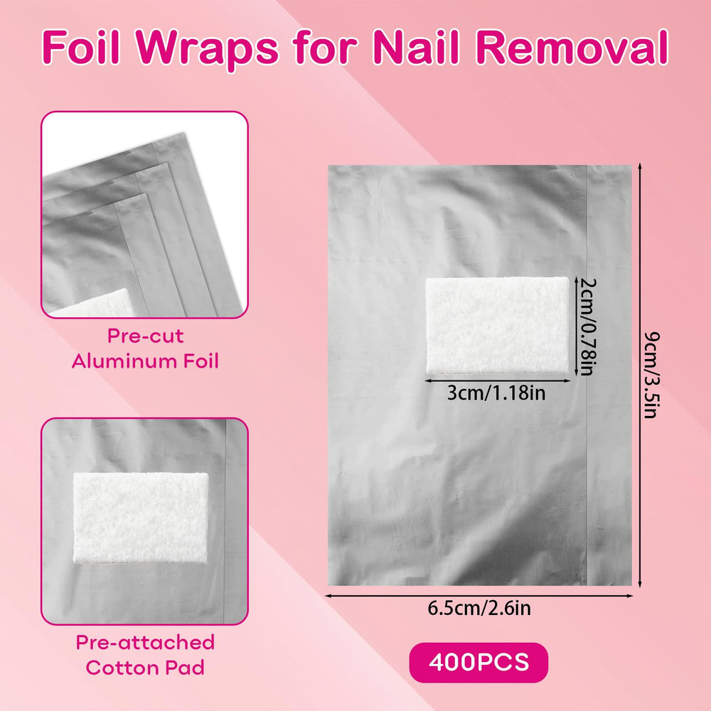 Opvixi wraps show pre-attached cotton pad for efficient acetone polish removal.