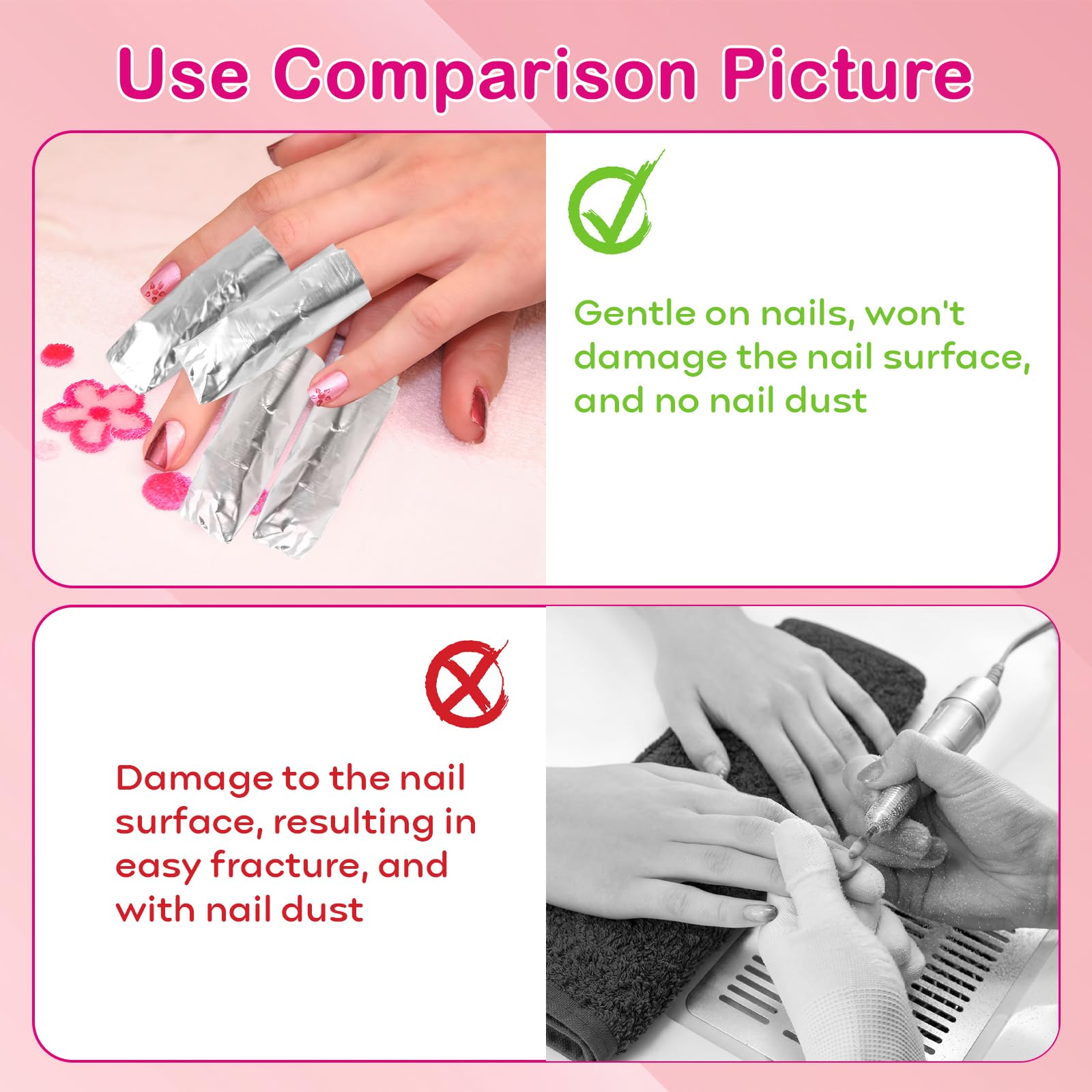 Opvixi wraps suitable for gel polish, acrylic, and dip powder removal.