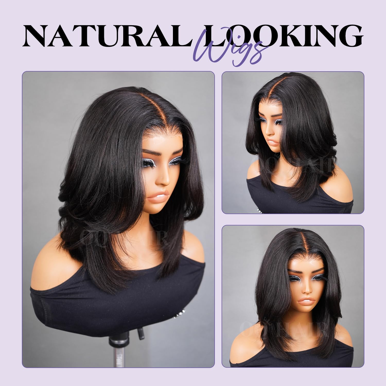 OQ Hair 13x6 Lace Front Glueless Wig for easy parting and quick wear.