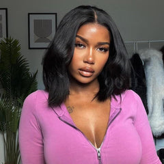 OQ Hair Layer Cut Bob Wig with Yaki texture for natural look and movement.