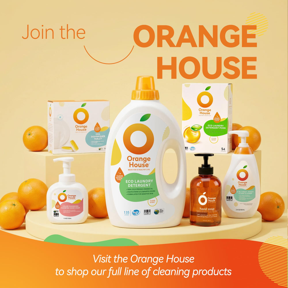 Orange House kitchen and bathroom setup with soap bottle on sink