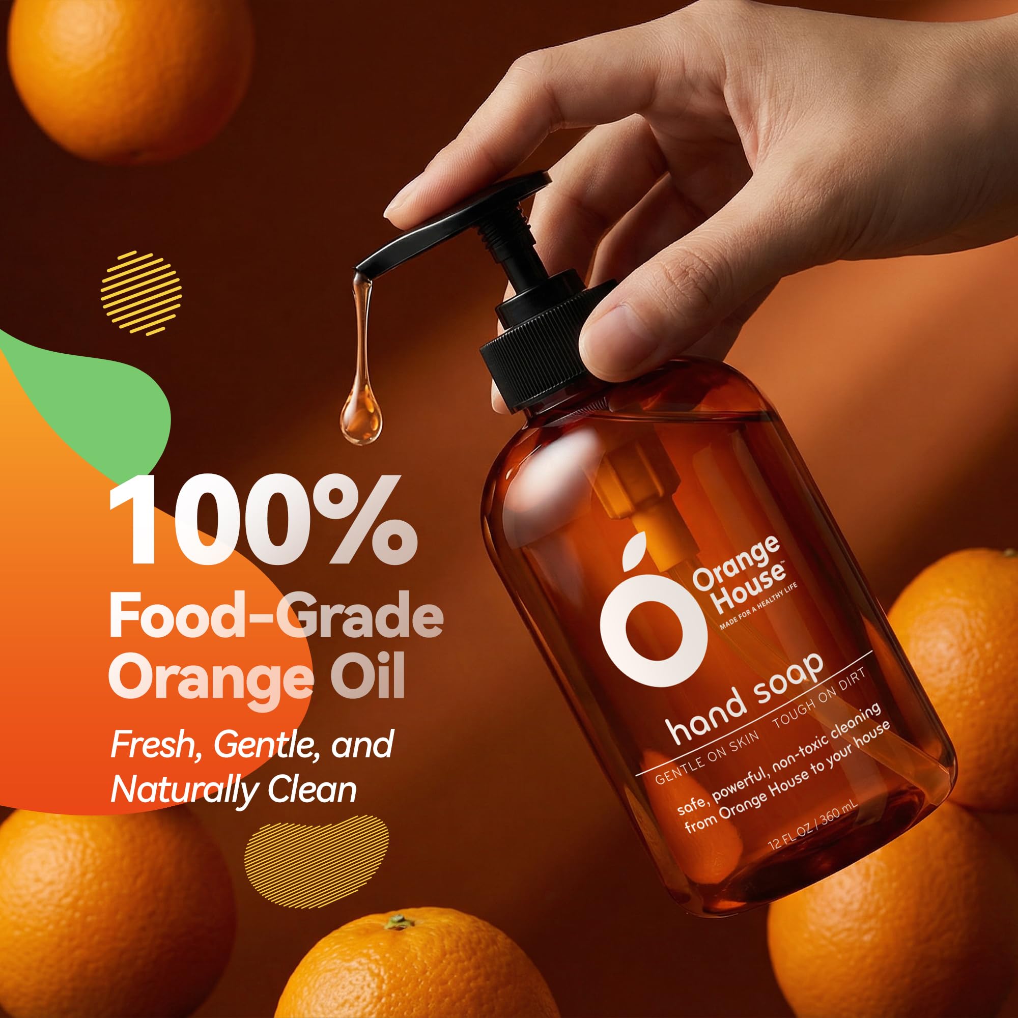 Orange House three-pack bottles closeup highlights label and moisturizing formula