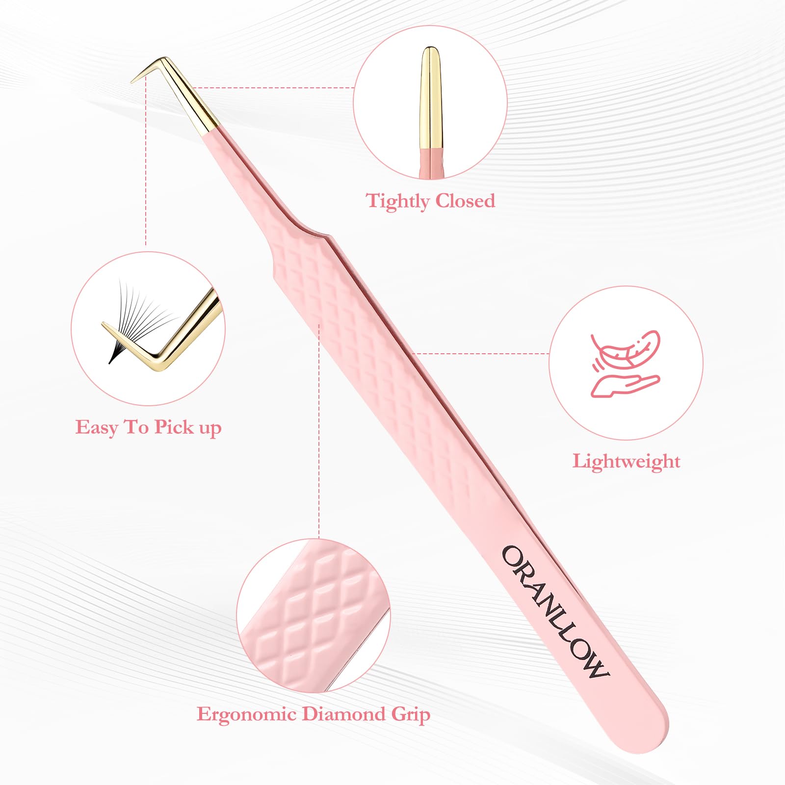 Oranllow 90-degree lash tweezers for accurate placement and volume work