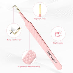 Oranllow 90-degree lash tweezers for accurate placement and volume work