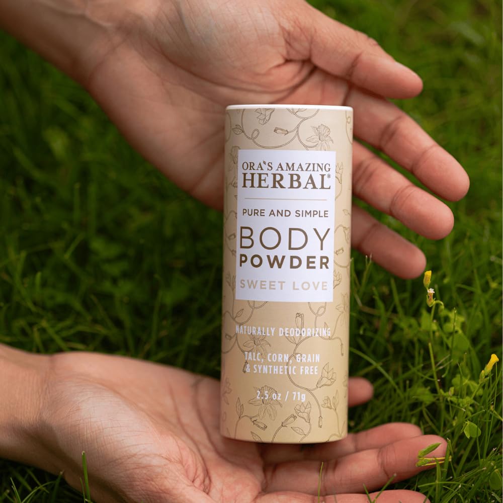 After-waxing or foot care with Ora's Amazing Herbal Body Powder for soothing freshness