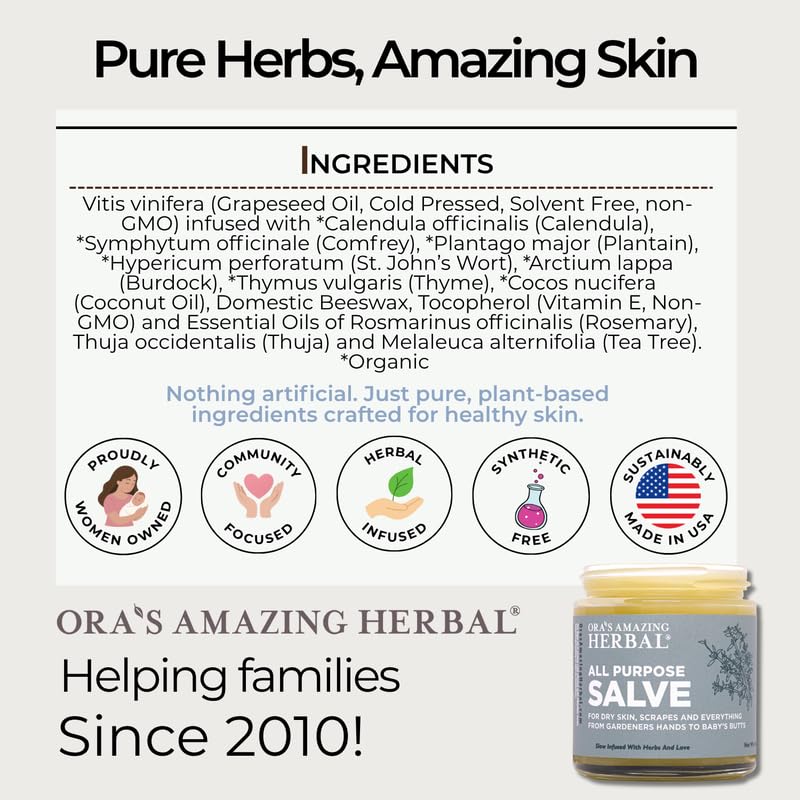 Ora's Amazing Herbal salve in a cozy home setting for daily care.