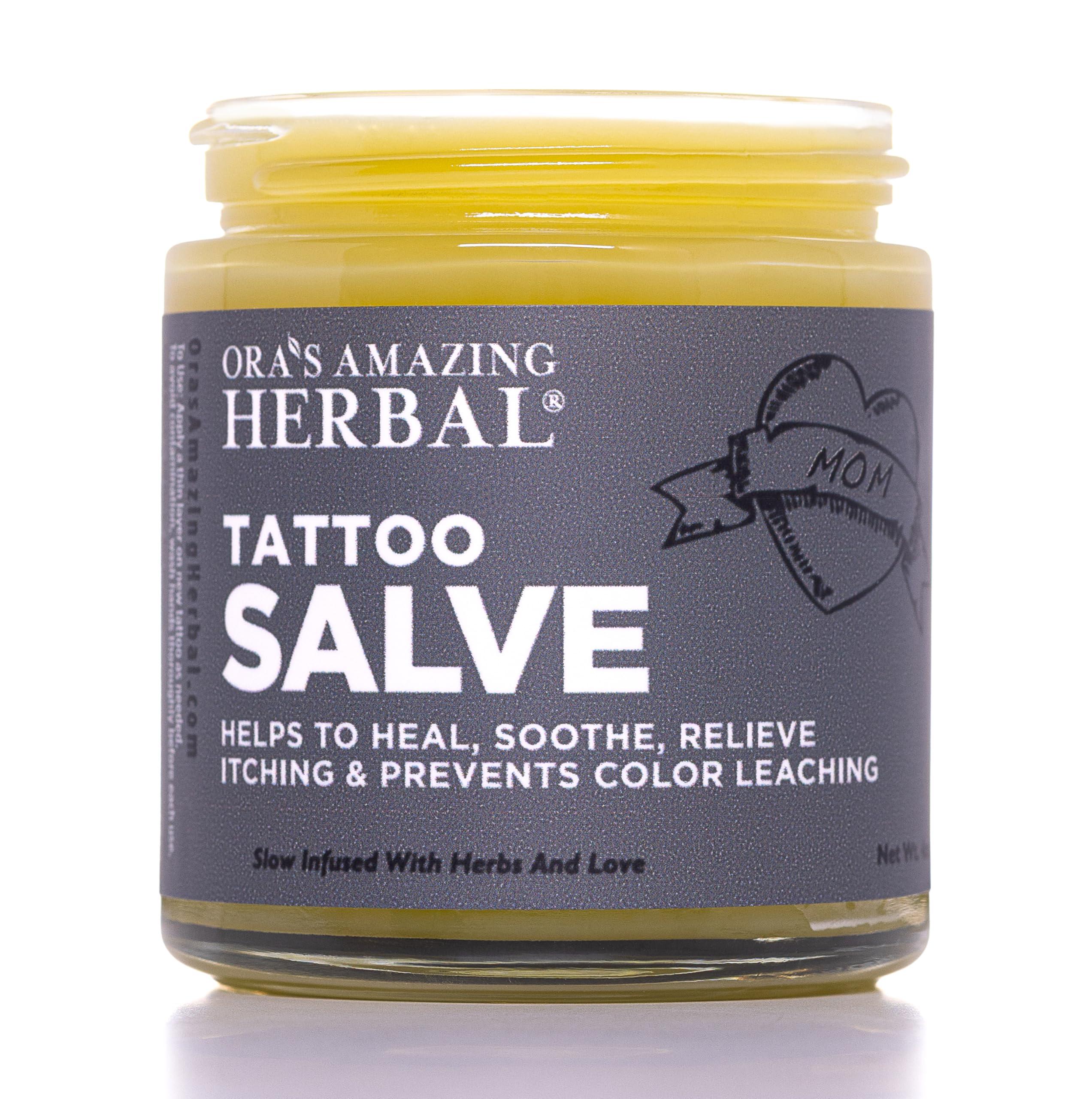 Ora's Amazing Herbal Tattoo Salve bottle for post-tattoo aftercare
