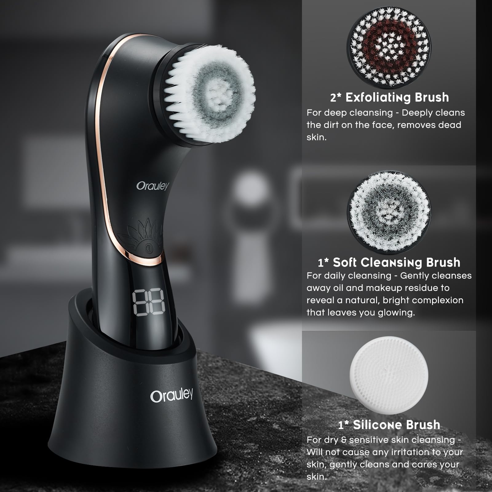 Orauley IPX7 waterproof design for safe shower use