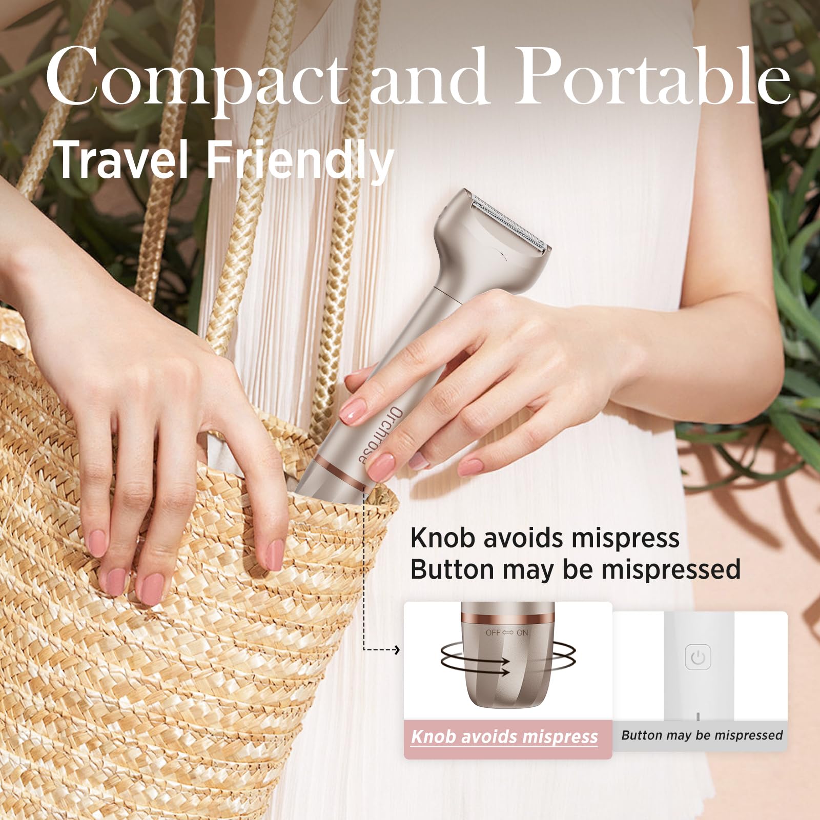 Orchrose compact razor supports on-the-go grooming anywhere.