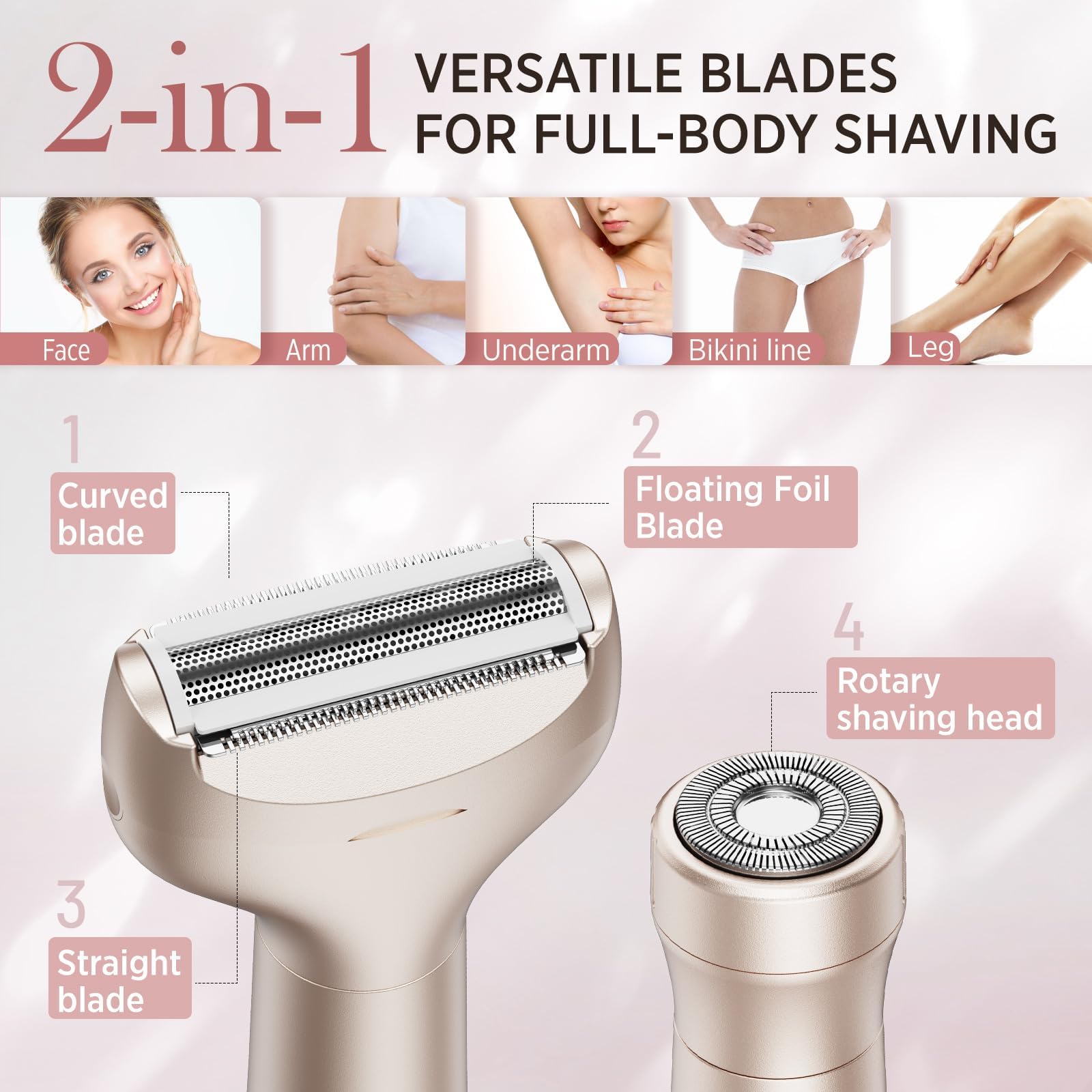 Orchrose razor on legs and underarms delivering smooth, irritation-free shaving.