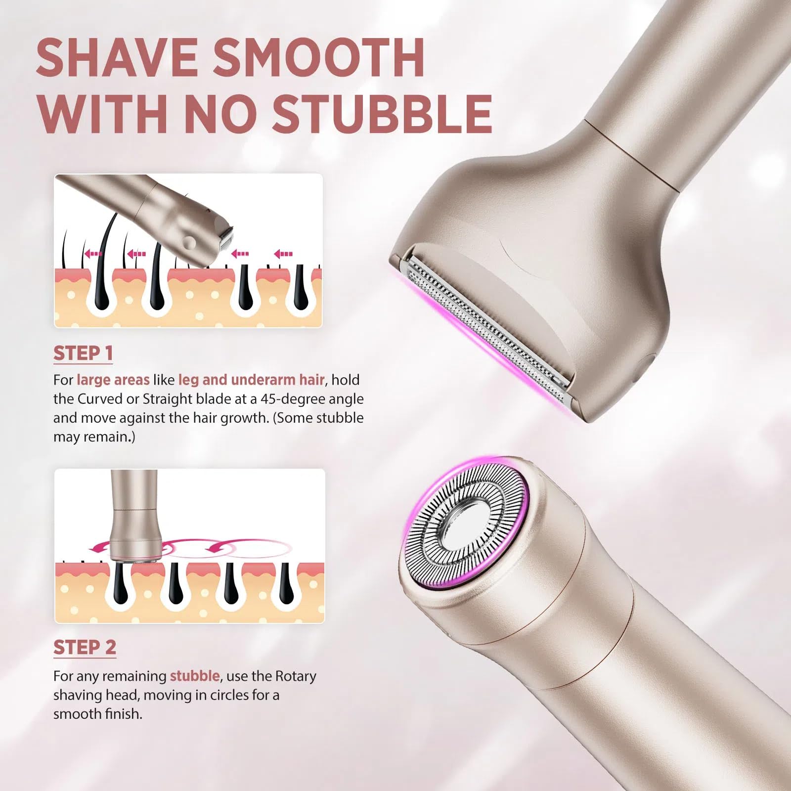 Orchrose kit includes 3-in-1 blade head and cleaning brush for maintenance.