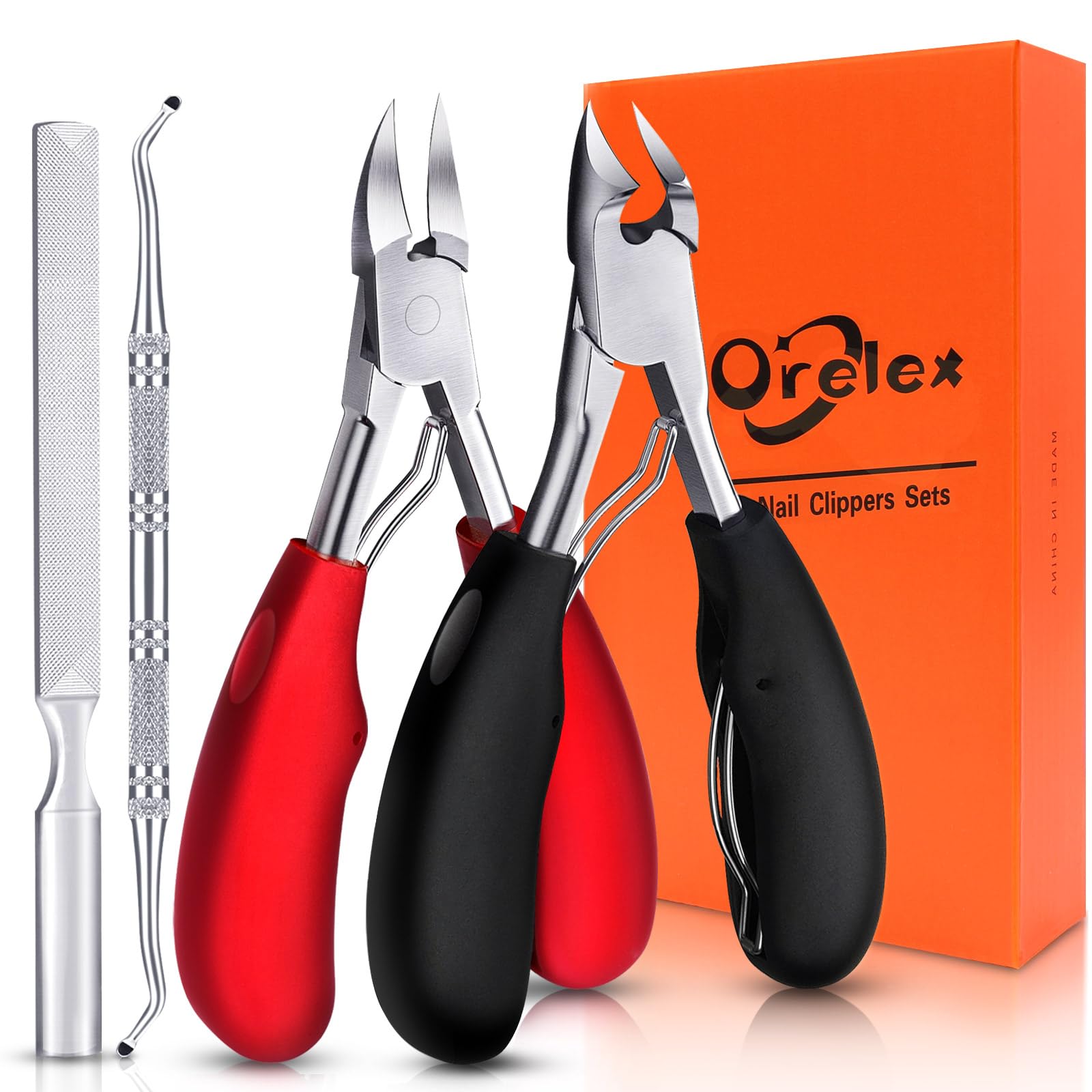 Orelex thick toenail clippers with ergonomic handle for comfortable grooming
