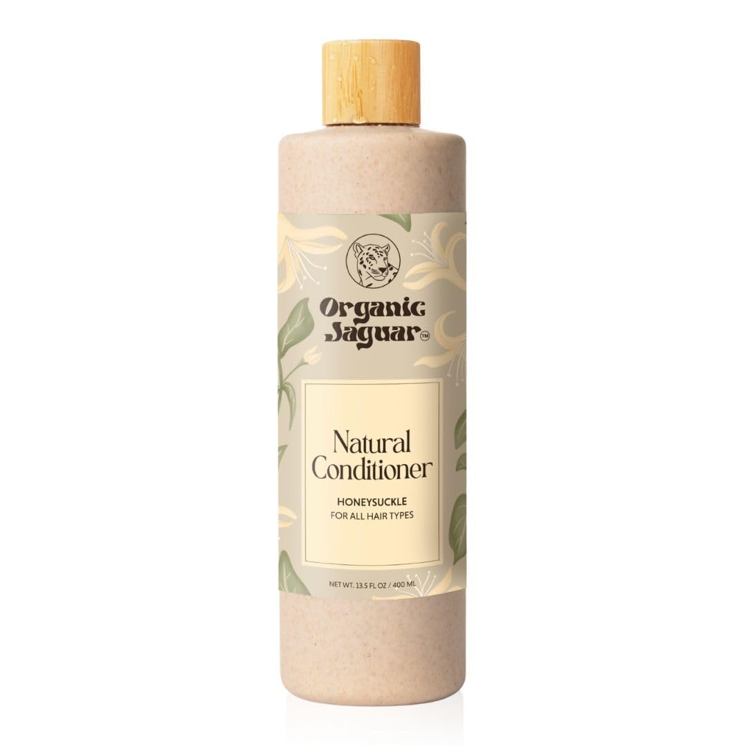 Organic Jaguar Honeysuckle Conditioner bottle front, sulfate-free hydration for all hair types.