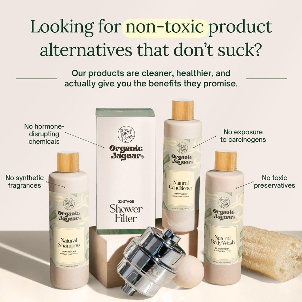 Organic Jaguar Honeysuckle flowers highlight natural cleansing ingredients