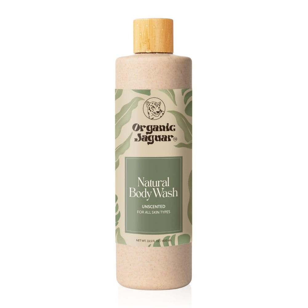 Organic Jaguar natural body wash bottle shows a gentle, hydrating cleanse.